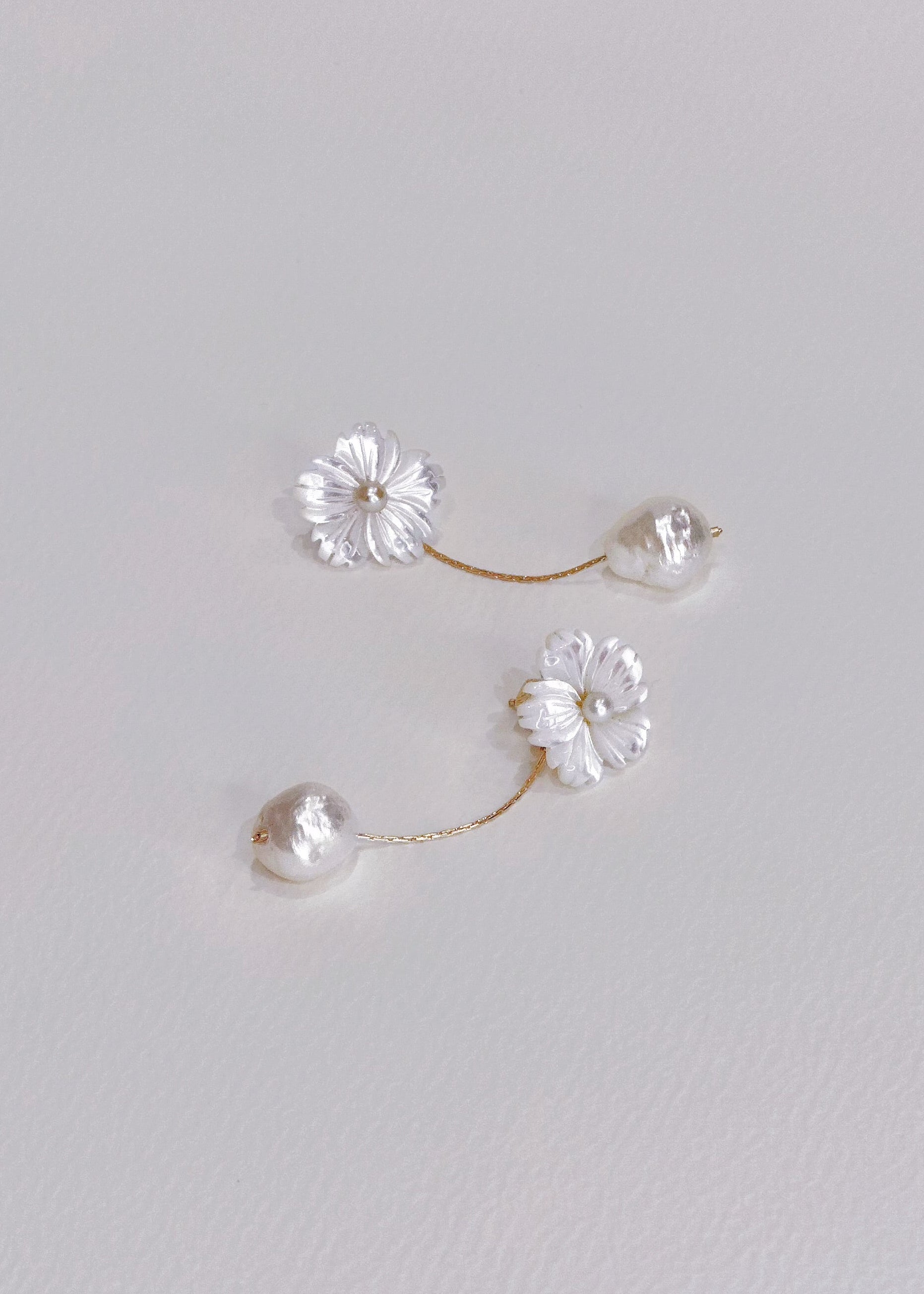 First Blossom Earrings with Baroque Pearl Dangles