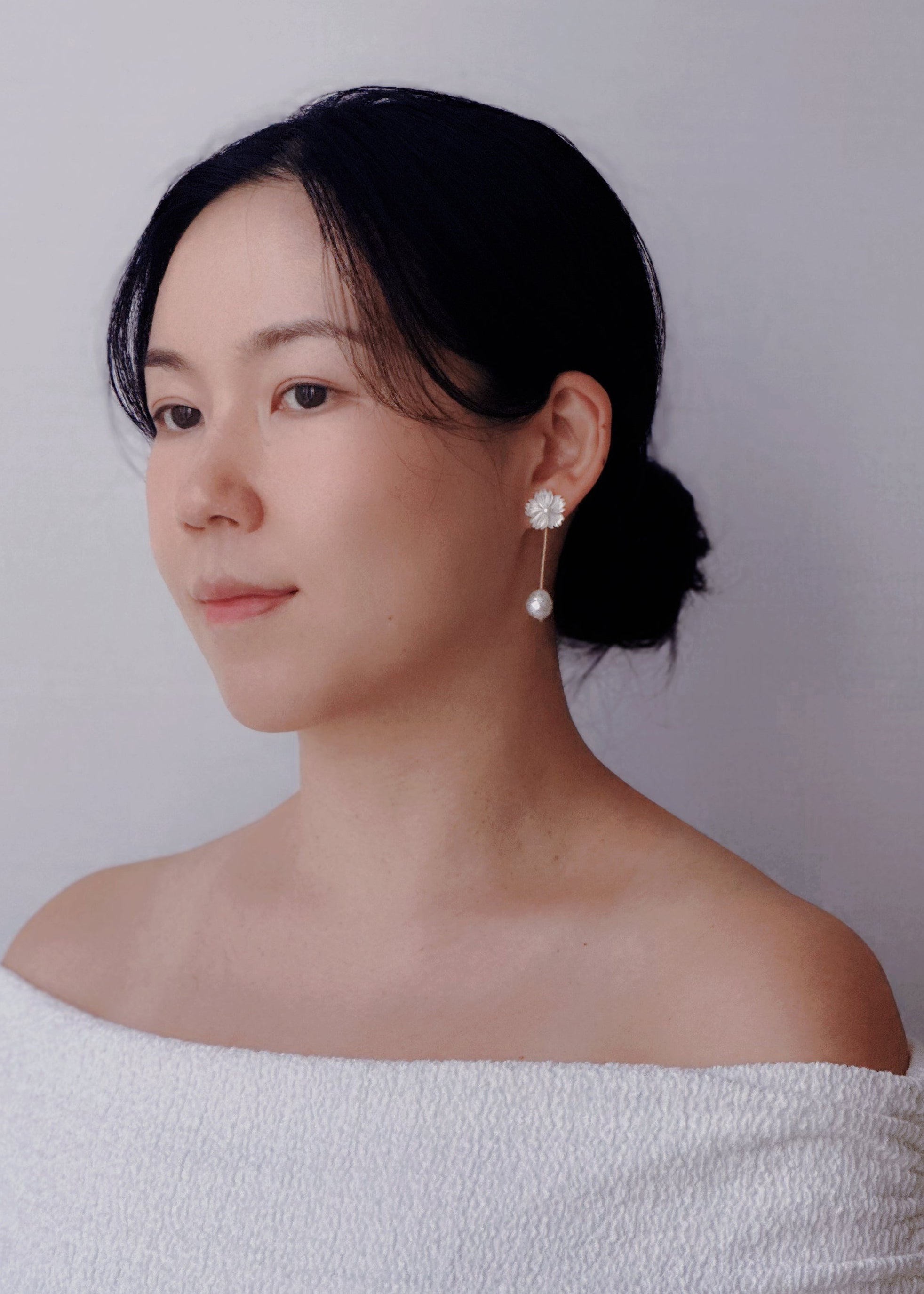 First Blossom Earrings with Baroque Pearl Dangles