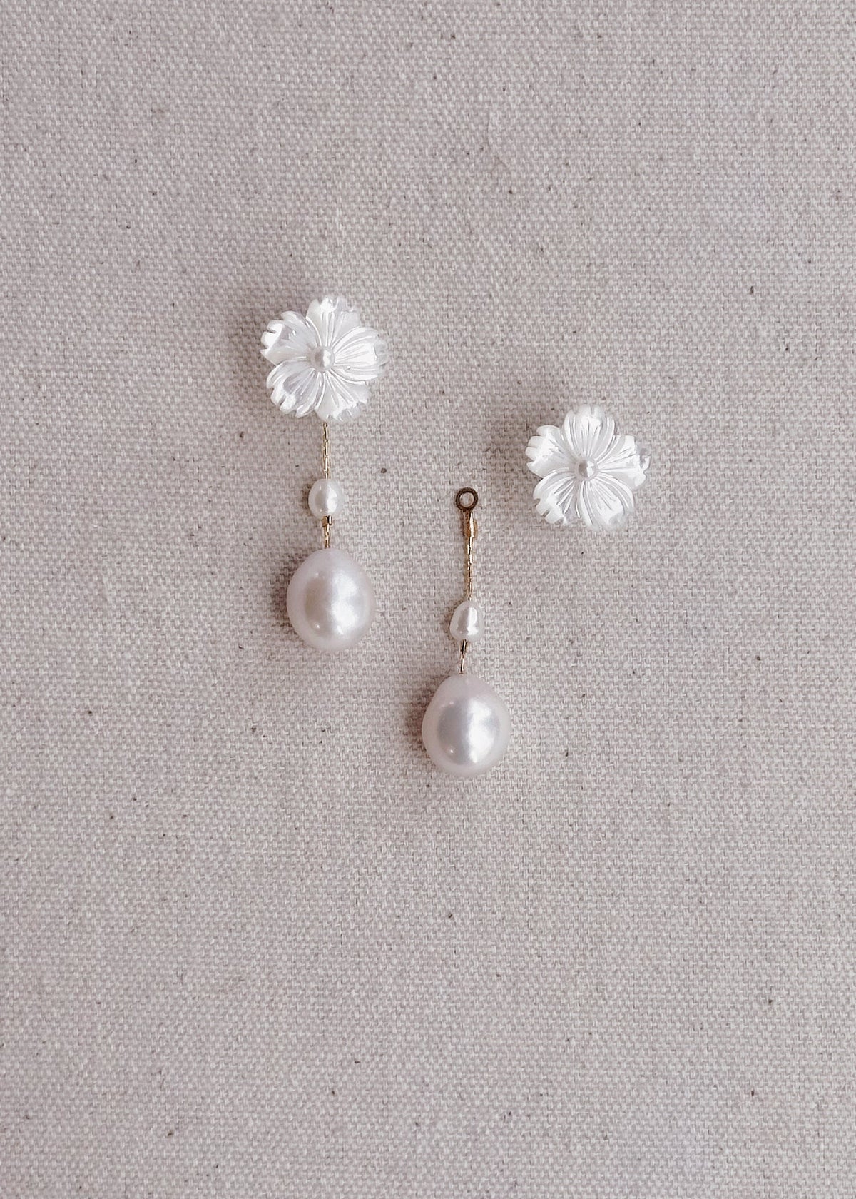 First Blossom Earrings with Teardrop Baroque Pearl Dangles