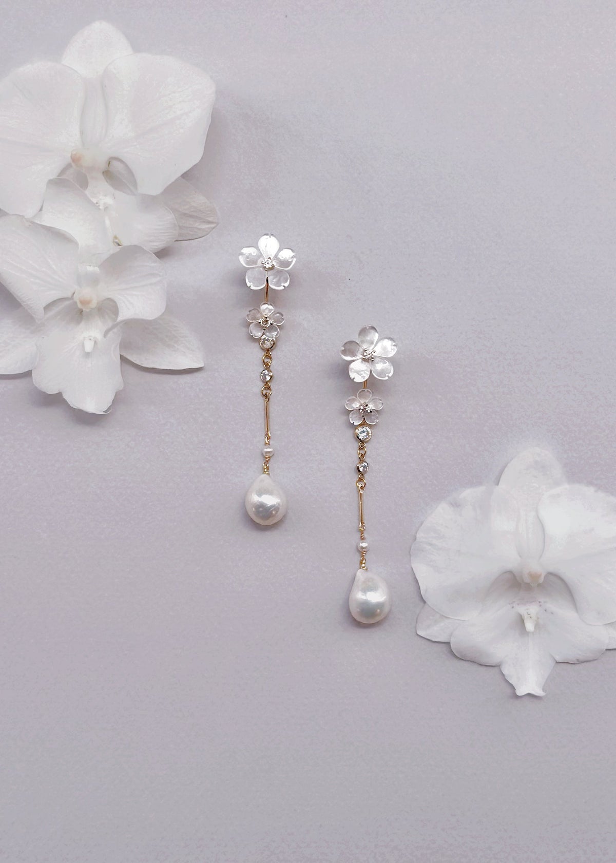 The “Bridal Veil” Flower Earrings