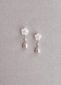 First Blossom Earrings with Teardrop Baroque Pearl Dangles