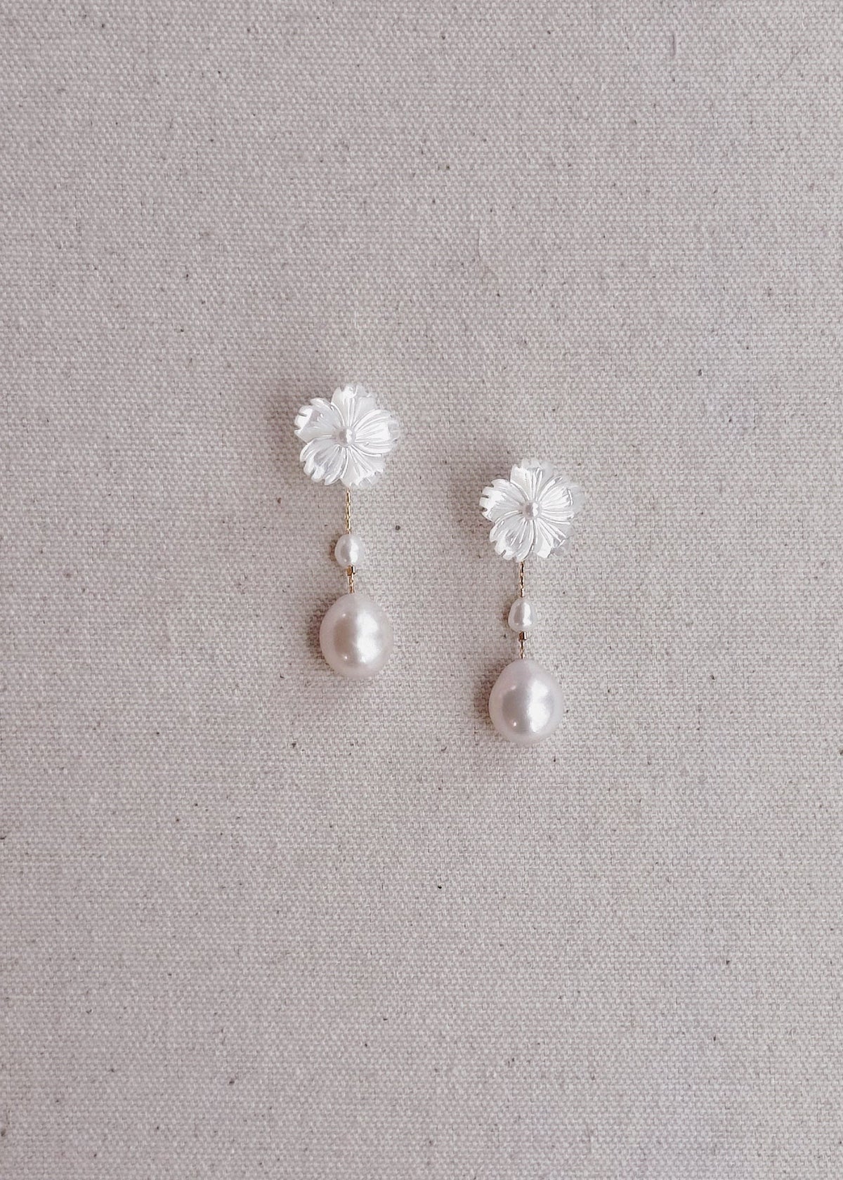 First Blossom Earrings with Teardrop Baroque Pearl Dangles