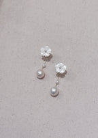 First Blossom Earrings with Teardrop Baroque Pearl Dangles