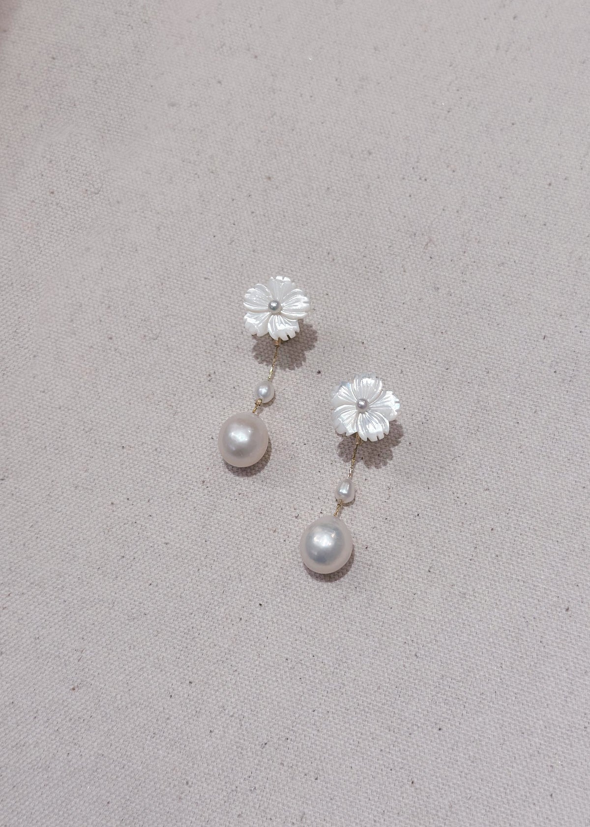First Blossom Earrings with Teardrop Baroque Pearl Dangles