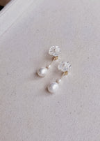 First Blossom Earrings with Teardrop Baroque Pearl Dangles