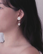 First Blossom Earrings with Teardrop Baroque Pearl Dangles